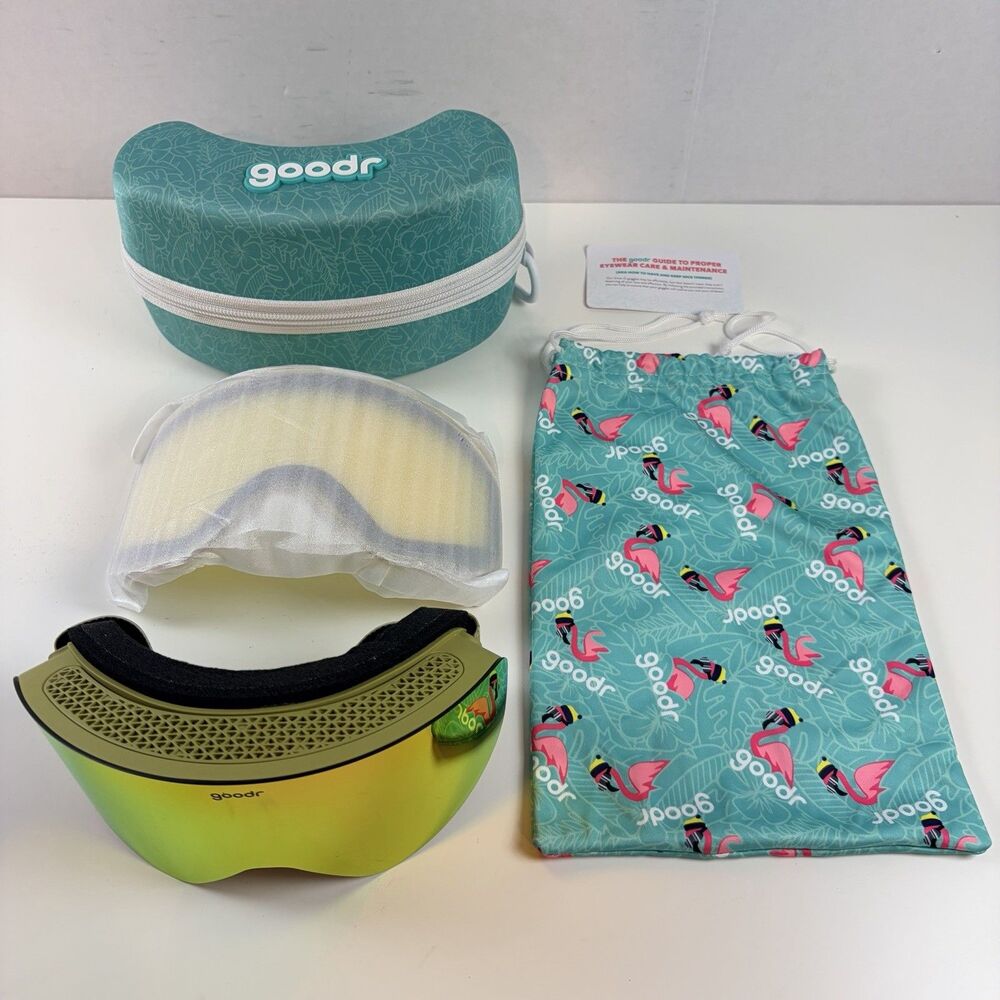 Goodr Here for The Hot Toddies Olive Snow Goggles + Extra Lens + Case + Bag